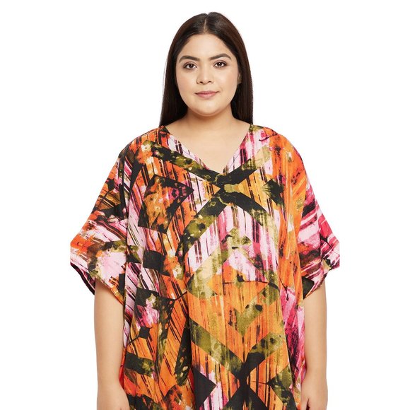 Womens Multicolor Geometric Maxi Dress Caftan Cover Up Evening Gown for Party - Picture 8 of 9